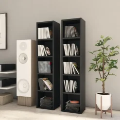 vidaXL - Cd-kast - Zwart - Bewerkt hout - 2 stuks