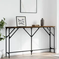 vidaXL - Consoletafel - Gerookt eiken - Bewerkt hout - 140x23x75 cm
