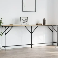 vidaXL - Consoletafel - Sonoma eiken - Bewerkt hout - 200x29x75 cm