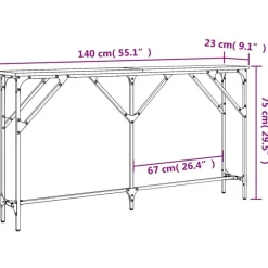 vidaXL - Consoletafel - Sonoma eiken - Bewerkt hout - 140x23x75 cm
