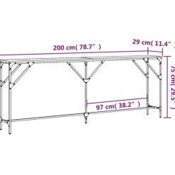 vidaXL - Consoletafel - Zwart - Bewerkt hout - 200x29x75 cm