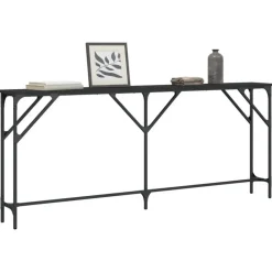vidaXL - Consoletafel - Zwart - Bewerkt hout - 180x23x75 cm