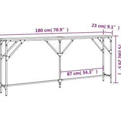 vidaXL - Consoletafel - Zwart - Bewerkt hout - 180x23x75 cm