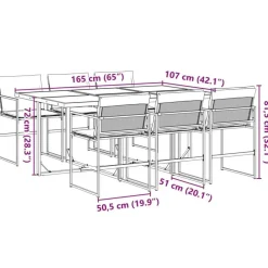 vidaXL - 7-delige inklapbaar Tuinset gris kussens -Zwart textileen - 165x107 cm