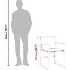 vidaXL - 5-delige inklapbaar Tuinset gris kussens -Zwart textileen - 110x107 cm