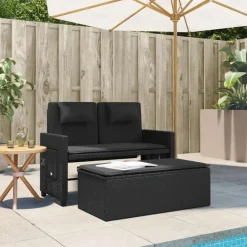 vidaXL - 2-delige Loungebanken Verstelbare met kussens - Zwart - 113x61x87 cm