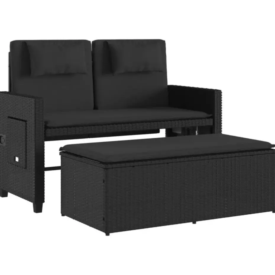 vidaXL - 2-delige Loungebanken Verstelbare met kussens - Zwart - 113x61x87 cm