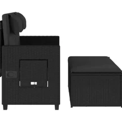 vidaXL - 2-delige Loungebanken Verstelbare met kussens - Zwart - 113x61x87 cm