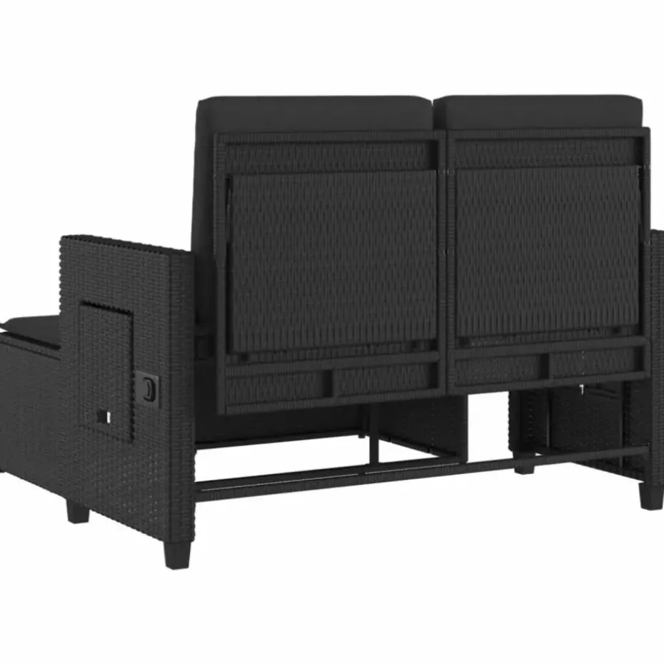 vidaXL - 2-delige Loungebanken Verstelbare met kussens - Zwart - 113x61x87 cm