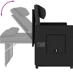 vidaXL - 2-delige Loungebanken Verstelbare met kussens - Zwart - 113x61x87 cm