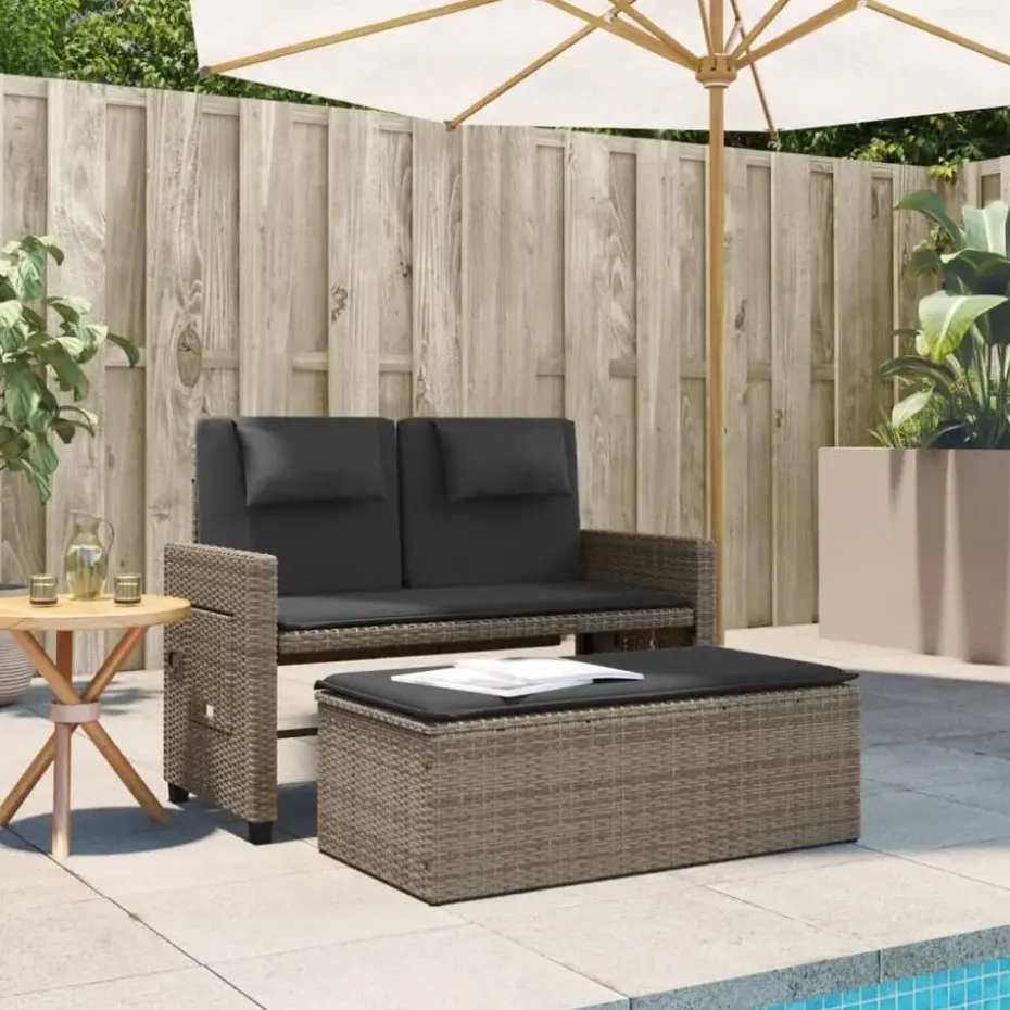 vidaXL - 2-delige Loungebanken Verstelbare met kussens - Grijs - 113x61x87 cm