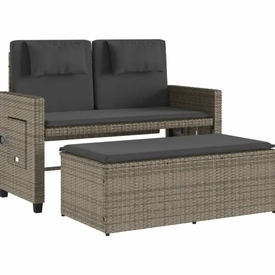 vidaXL - 2-delige Loungebanken Verstelbare met kussens - Grijs - 113x61x87 cm