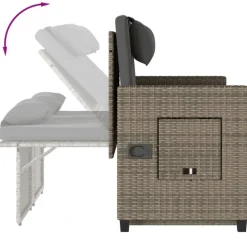 vidaXL - 2-delige Loungebanken Verstelbare met kussens - Grijs - 113x61x87 cm