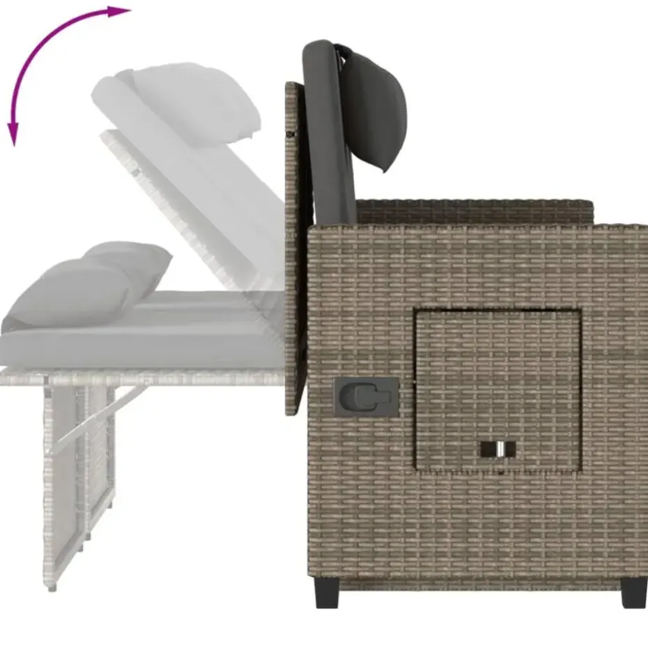 vidaXL - 2-delige Loungebanken Verstelbare met kussens - Grijs - 113x61x87 cm