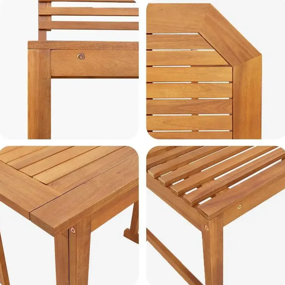 vidaXL - 3-delige tuin bistroset 5 persoonen - Massief acaciahout