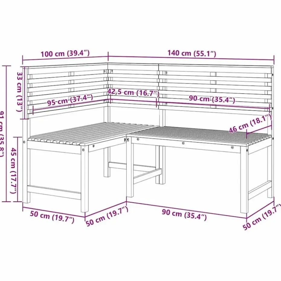 vidaXL - 3-delige tuin bistroset 5 persoonen - Massief acaciahout