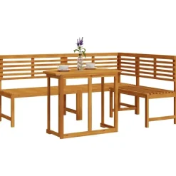 vidaXL - 3-delige tuin bistroset 5 persoonen - Massief acaciahout