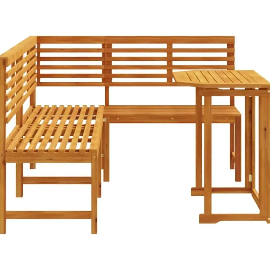 vidaXL - 3-delige tuin bistroset 5 persoonen - Massief acaciahout