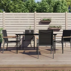 vidaXL - 5-delige Tuinset 4 fauteuils - Zwart - Textileen - 160x80 cm