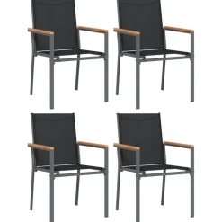vidaXL - 5-delige Tuinset 4 fauteuils - Zwart - Textileen - 160x80 cm