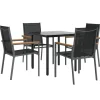 vidaXL - 5-delige Tuinset 4 fauteuils - Zwart - Textileen - 80x80 cm