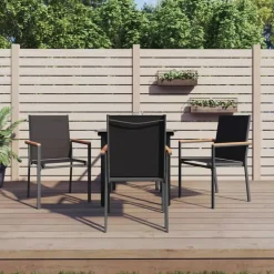 vidaXL - 5-delige Tuinset 4 fauteuils - Zwart - Textileen - 80x80 cm