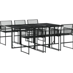 vidaXL - 7-delige Tuinset - Inklapbaar - Zwart - PE rattan - 165x107 cm