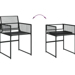 vidaXL - 7-delige Tuinset - Inklapbaar - Zwart - PE rattan - 165x107 cm