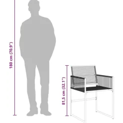 vidaXL - 7-delige Tuinset - Inklapbaar - Zwart - PE rattan - 165x107 cm