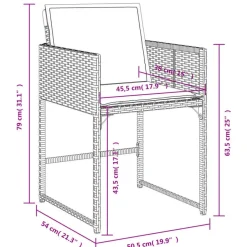 vidaXL - 9-delige Tuinset 4 krukken wit kussens - Zwart - PE rattan - 110x106 cm