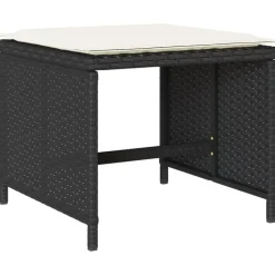 vidaXL - 9-delige Tuinset 4 krukken wit kussens - Zwart - PE rattan - 110x106 cm