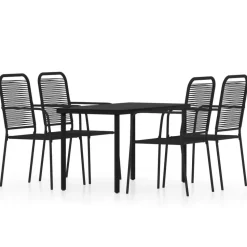 vidaXL - 5-delige Tuinset - Zwart katoenen touw en staal - 140x70 cm