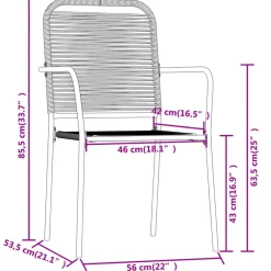 vidaXL - 5-delige Tuinset - Zwart katoenen touw en staal - 80x80 cm