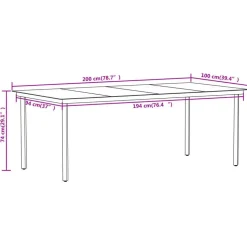 vidaXL - 7-delige Tuinset - Zwart katoenen touw en staal - 200x100 cm