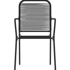 vidaXL - 7-delige Tuinset - Zwart katoenen touw en staal - 140x70 cm