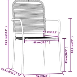 vidaXL - 7-delige Tuinset - Zwart katoenen touw en staal - 140x70 cm