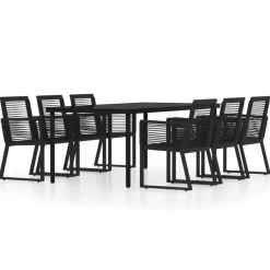vidaXL - 7-delige Tuinset - Zwart PVC rattan en staal - 200x100 cm