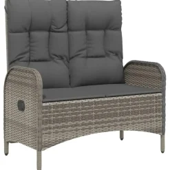 vidaXL - 4-delige Tuinset bank en fauteuils - Grijs - Poly rattan - 160x80 cm