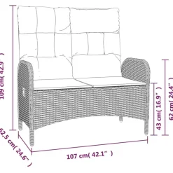 vidaXL - 4-delige Tuinset bank en fauteuils - Grijs - Poly rattan - 160x80 cm