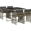 vidaXL - 5-delige Tuinset donkergrijs kussens - PE rattan en staal - 110x106 cm