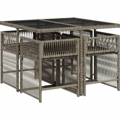 vidaXL - 5-delige Tuinset donkergrijs kussens - PE rattan en staal - 110x106 cm