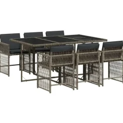 vidaXL - 7-delige Tuinset donkergrijs kussens - PE rattan en staal - 110x106 cm