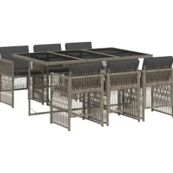 vidaXL - 7-delige Tuinset donkergrijs kussens - Grijs - PE rattan - 110x106 cm