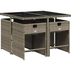 vidaXL - 5-delige Tuinset donkergrijs kussens - Grijs poly rattan - 110x106 cm