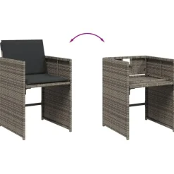 vidaXL - 5-delige Tuinset donkergrijs kussens - Grijs poly rattan - 110x106 cm