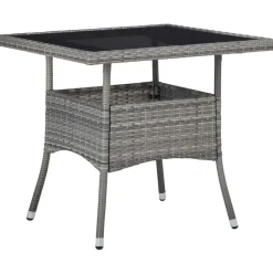 vidaXL - 5-delige Tuinset grijs - Poly rattan en glas - 80x80 cm