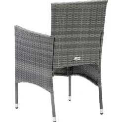 vidaXL - 5-delige Tuinset grijs - Poly rattan en glas - 80x80 cm