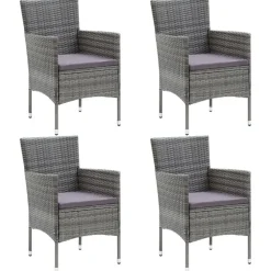 vidaXL - 5-delige Tuinset grijs - Poly rattan en glas - 80x80 cm