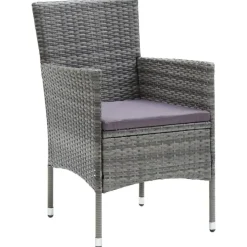 vidaXL - 5-delige Tuinset grijs - Poly rattan en glas - 80x80 cm