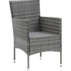 vidaXL - 5-delige Tuinset grijs - Poly rattan en glas - 80x80 cm